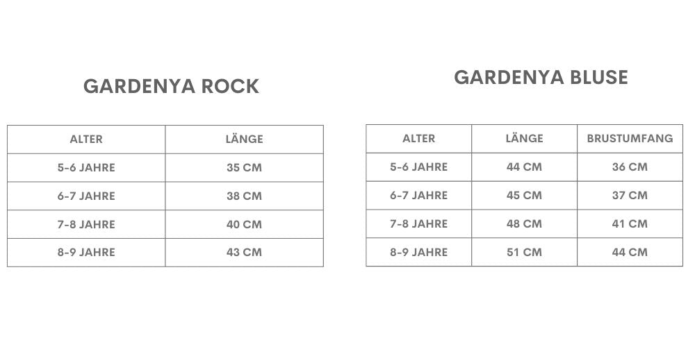 Set Gardenya - Bestehend aus Rock, Bluse und Haarspangen