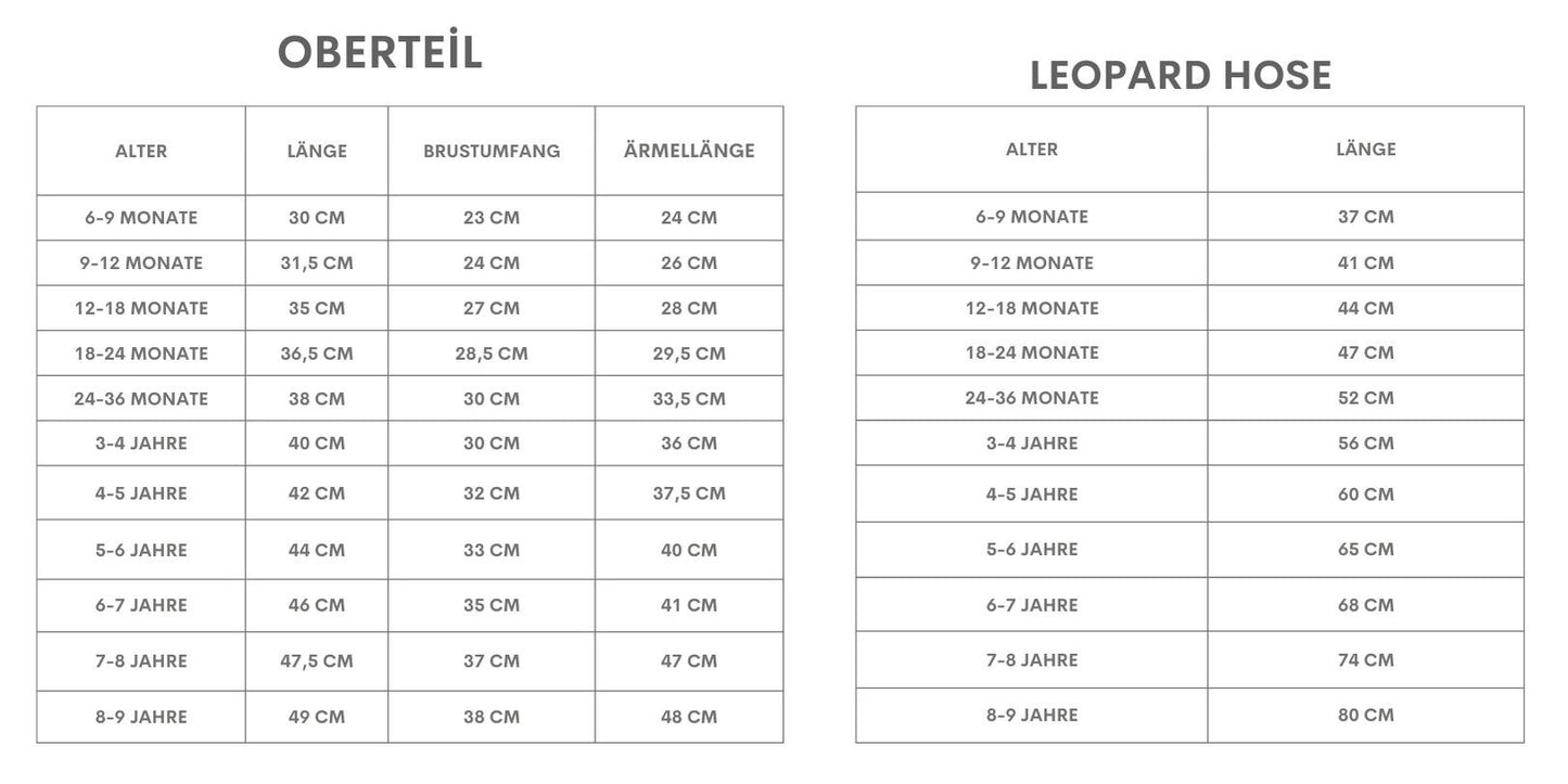 Dreiteiliges Set Leo - schwarzes langarm Oberteil, Schlaghose und Haarband mit Leopardenmuster